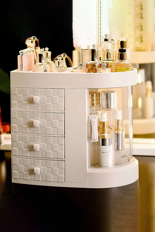 The hot sale Unisex Acrylic Desktop Makeup Cosmetic Organizer in White White female