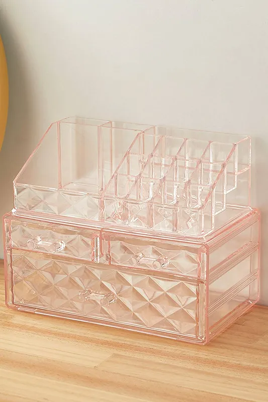 The hot sale Tiered Makeup Organizer Cosmetic Storage Case in Pink - Pink