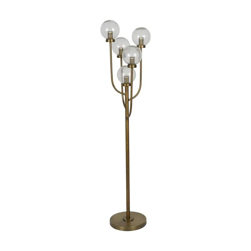 The Libra Company Wellesley Five Globe Floor Lamp - Iron/Glass - L35xW35xH137 cm - Brass in Brown Brown