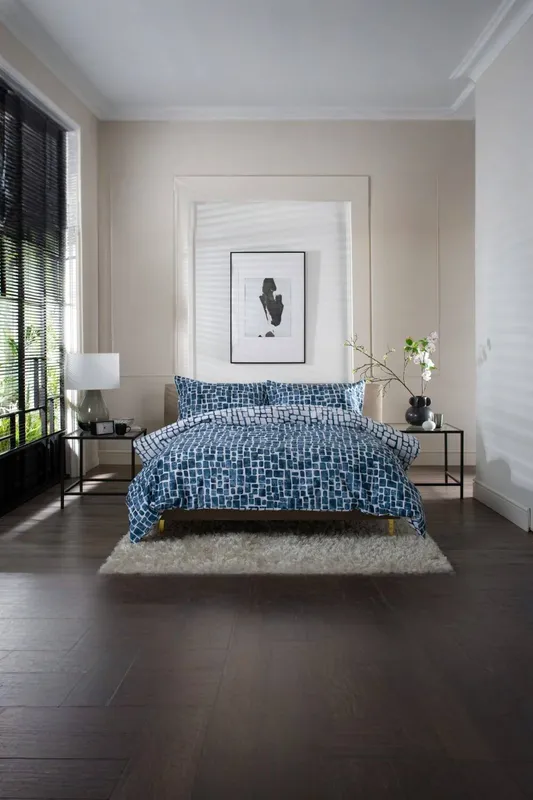 The Lyndon Company Cotton Duvet Cover Set Tulle in Navy Size: King - Navy