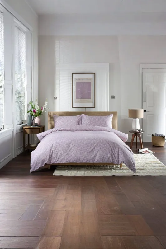 The Lyndon Company Unisex William Plush Brushed Cotton Duvet Set in Mauve Size: Double Mauve Double female