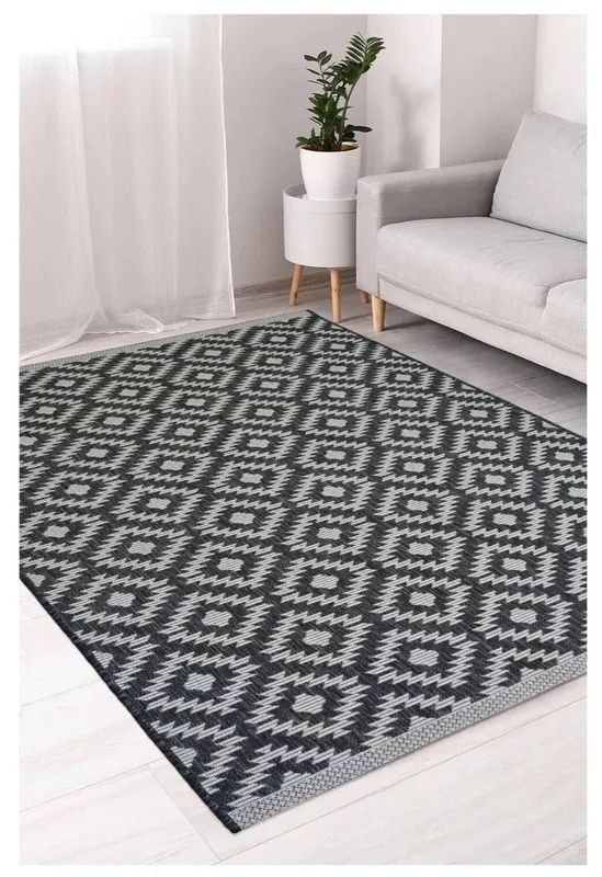 The Rugs County Collection Genesis Indoor/Outdoor Rugs 11179A in Dark Grey Size: 67cm x 200cm - Dark Grey