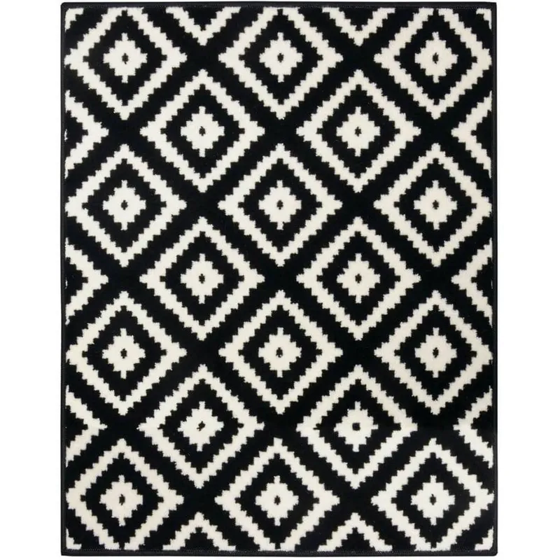 The Rugs Unisex Design Velours Striped Rug Modern Low Pile Area Rug in Black Size: 160cm x 230cm Black female