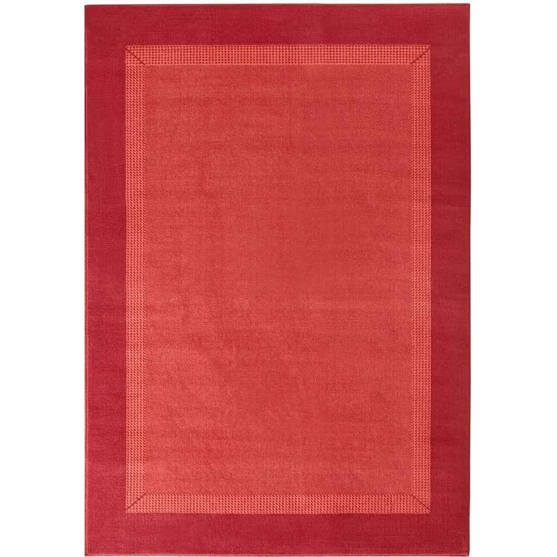 The Rugs Designer Velours Band Rug & Runner Polypropylene Short Pile Rug in Red Size: 80cm x 350cm - Red