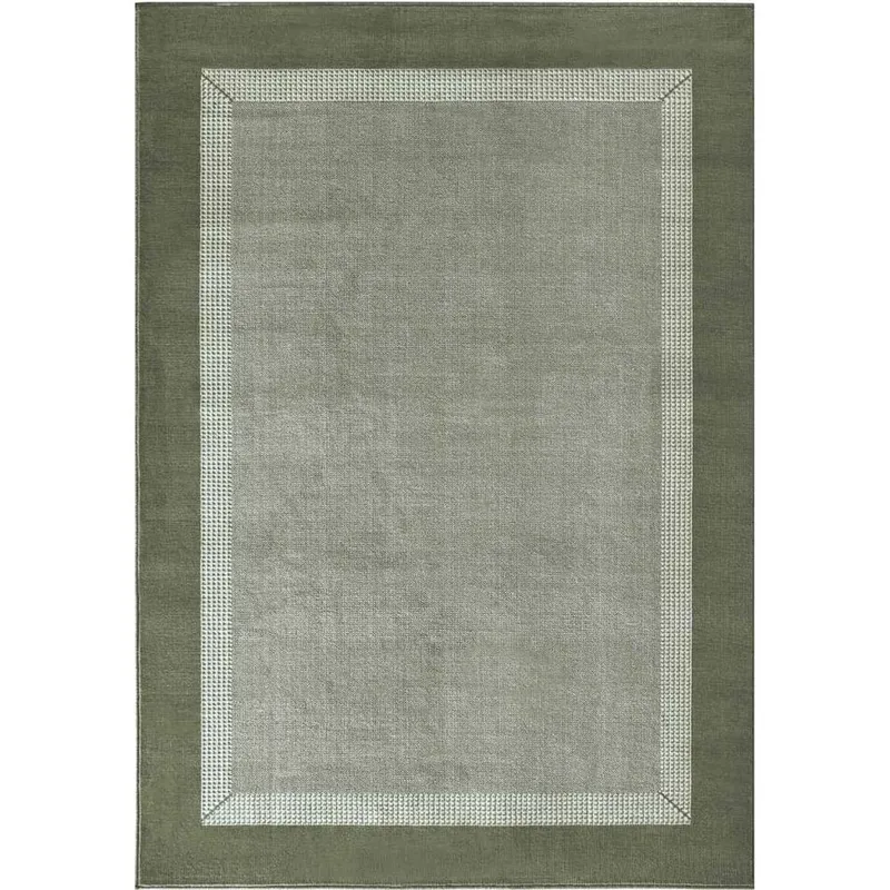 The Rugs Designer Velours Band Rug & Runner Polypropylene Velours Pile Rug in Green Size: 80cm x 300cm - Green