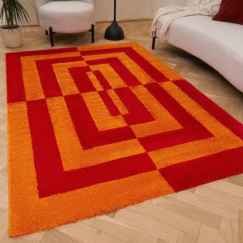 The Rugs Unisex Joli Geometric Soft & Dense Pile Living Room & Bedroom Rug in Red Size: 160cm x 230cm Red female