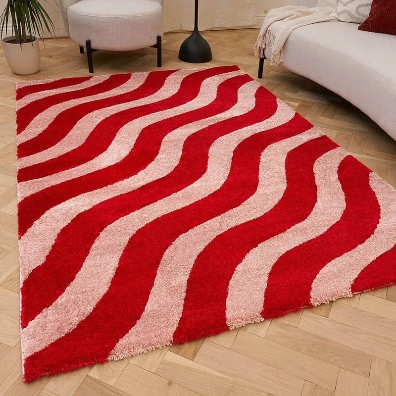 The Rugs Unisex Joli Wavy Soft & Dense Pile Living Room & Bedroom Rug in Pink Size: 120cm x 170cm Pink 120cm x 170cm female