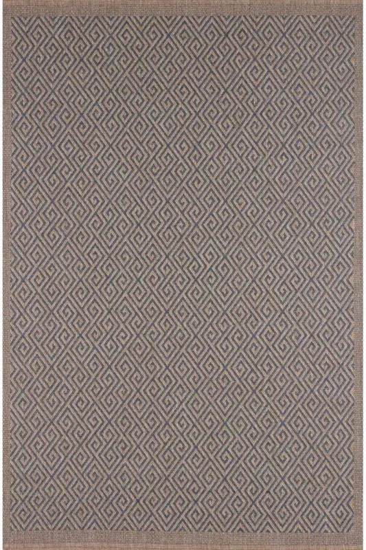 The Rugs Jute-Looking Greek Key Outdoor Indoor Rug Blue Garden Nature 5100B Size: 140 cm x 200 cm Blue 140 cm x 200 cm