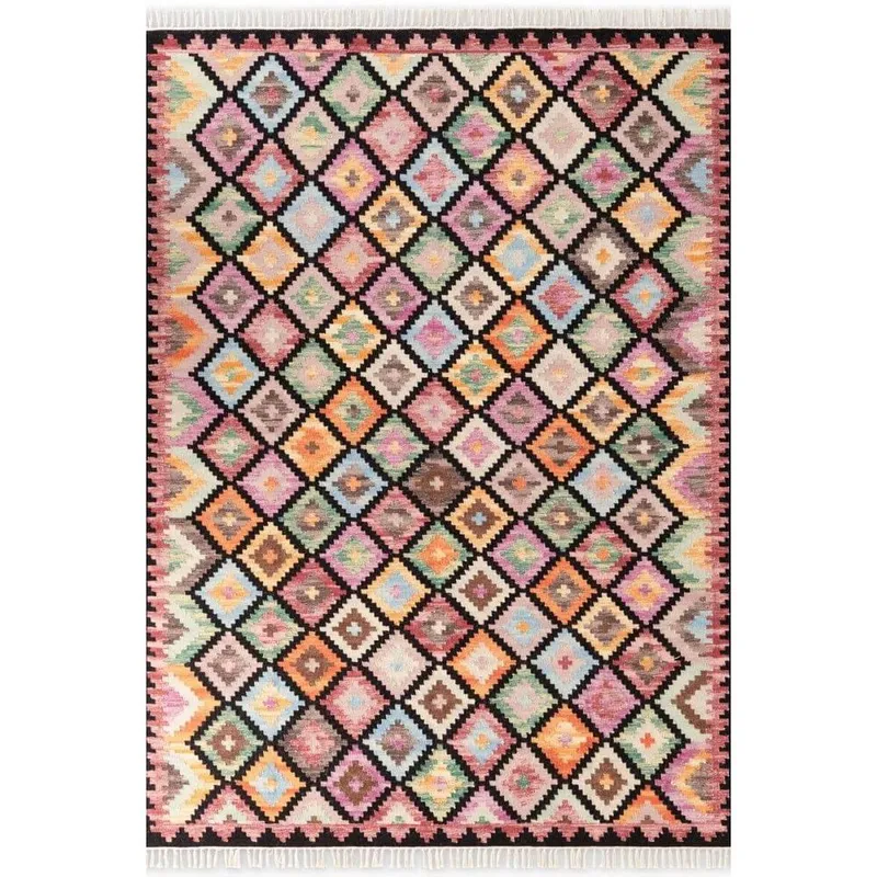 The Rugs Kamal Kelim Rug, Handwoven Wool & Cotton, Reversible 3mm Flat Pile Size: 120cm x 170cm - Multicolor