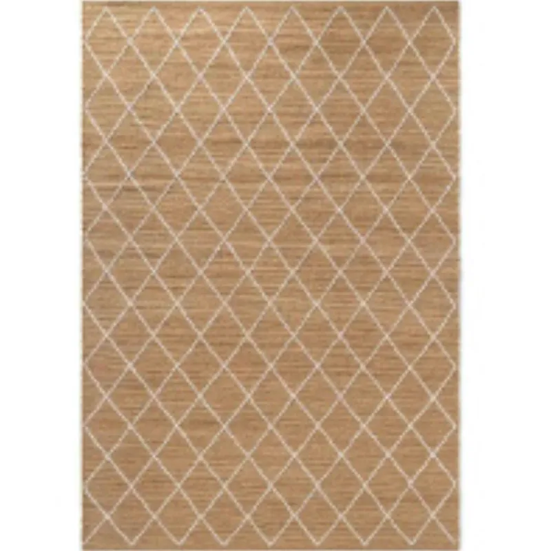 The Rugs Kunu Jute Rug Handwoven Natural Diamond Design Durable & Stylish in Beige Size: 80 cm x 200 cm Beige 80 cm x 200 cm
