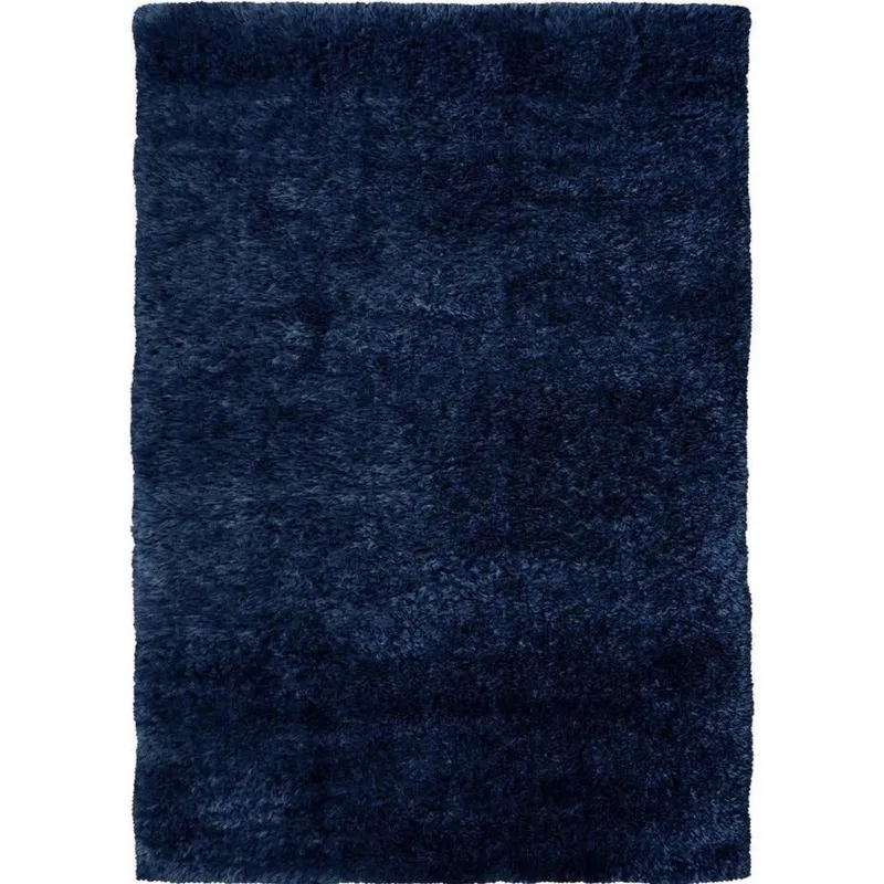 The Rugs Lagom Collection Solid Design Shaggy Rug in Navy Size: 200cm x 290cm - Navy - Size: 200cm x 290cm