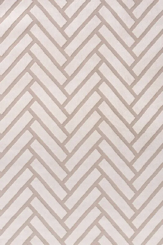 The Rugs Loft Herringbone Living Room Area Rug & Runners Soft Pile in Beige Size: 80cm x 150cm - Beige - Size: 80cm x 150cm