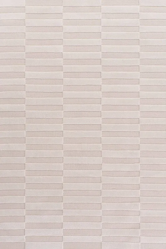 The Rugs Loft Striped Living Room Area Rug & Runners Soft Pile in Ivory Size: 80cm x 150cm - Ivory