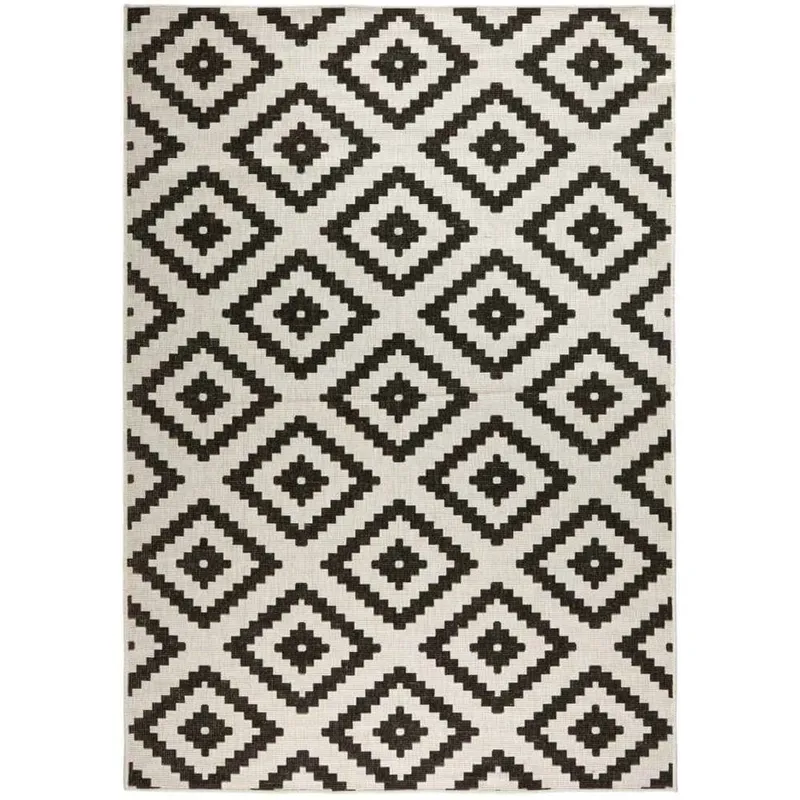 The Rugs Malta Reversible Indoor Outdoor Rug Flatweave Polypropylene in Black Size: 120cm x 170cm - Black - Size: 120cm x 170cm