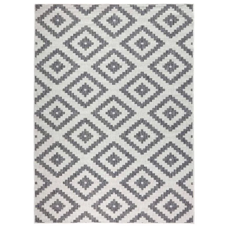 The Rugs Malta Reversible Indoor Outdoor Rug Flatweave Polypropylene in Grey Size: 120 cm x 170 cm Grey 120 cm x 170 cm