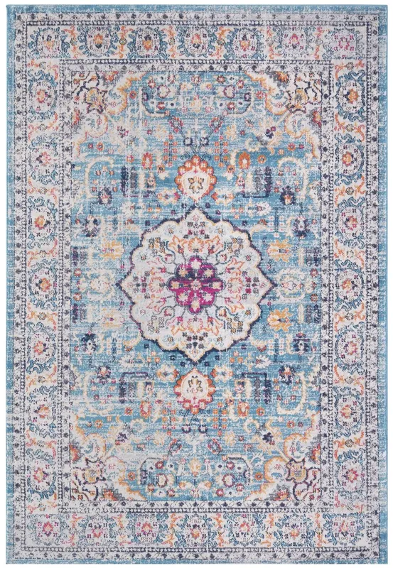 The Rugs Marrakech Blue Medallion Large Area Rug & Runner Living Room 410 Size: 200 cm x 290 cm Multicolor 200 cm x 290 cm