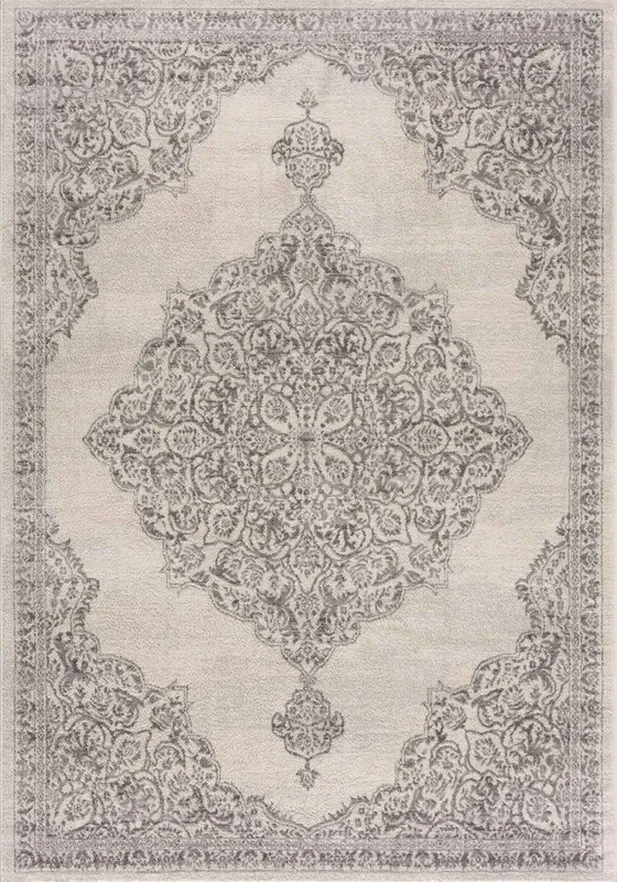 The Rugs Unisex Montana Medallion Cream & Grey Living Room Area Rug 3724 Size: 80cm x 150cm Grey female