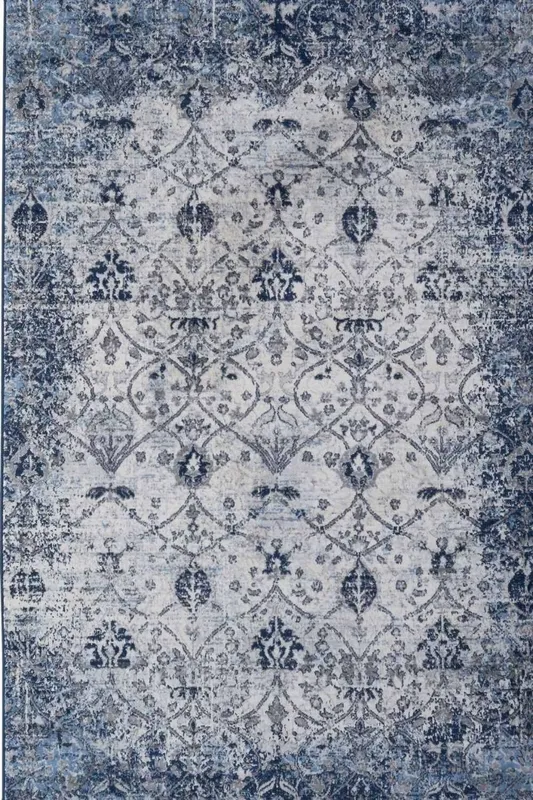The Rugs Montana Vintage Navy & Cream Living Room Area Rug 4030 Size: 80cm x 150cm - Navy