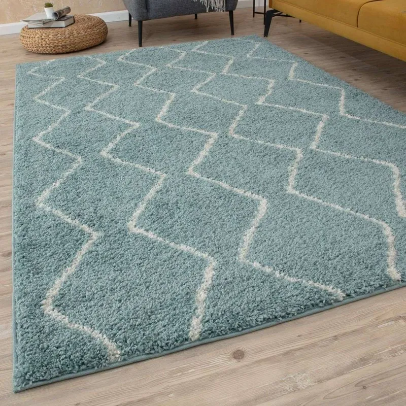 The Rugs Soft Moroccan High Pile Shaggy Rugs & Runners Duck Egg Blue Size: 80cm x 150cm - Duck Egg Blue