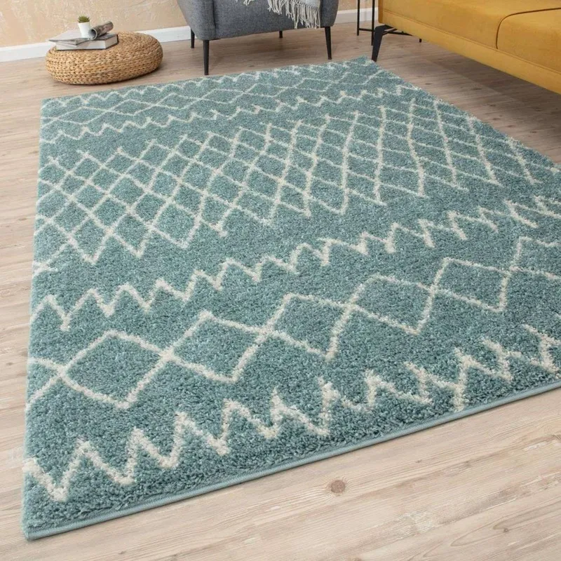 The Rugs Unisex Soft Tangier Shaggy Rugs & Runners Duck Egg Blue Living Room Size: 120cm x 120cm Duck Egg Blue female