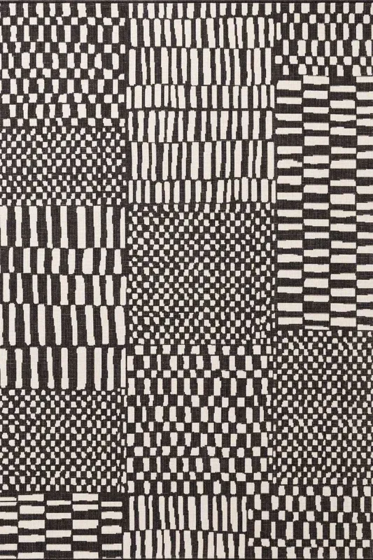 The Rugs Ted Baker Reversible Indoor Outdoor Barkham Rug Abstract in Black Size: 120cm x 170cm - Black - Size: 120cm x 170cm