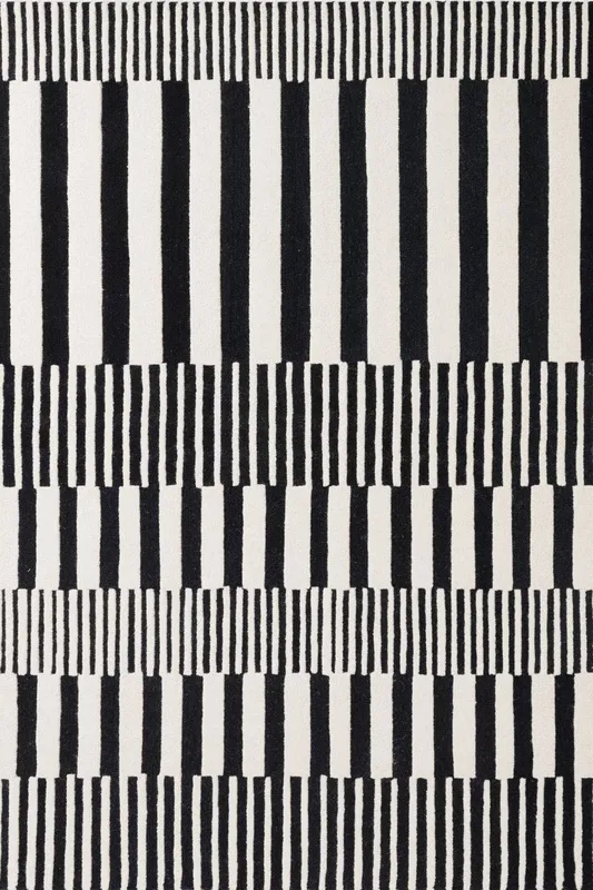 The Rugs Ted Baker Stryve Woollen Pulse Black White Geometric Living Room Rug Size: 120 cm x 180 cm White 120 cm x 180 cm