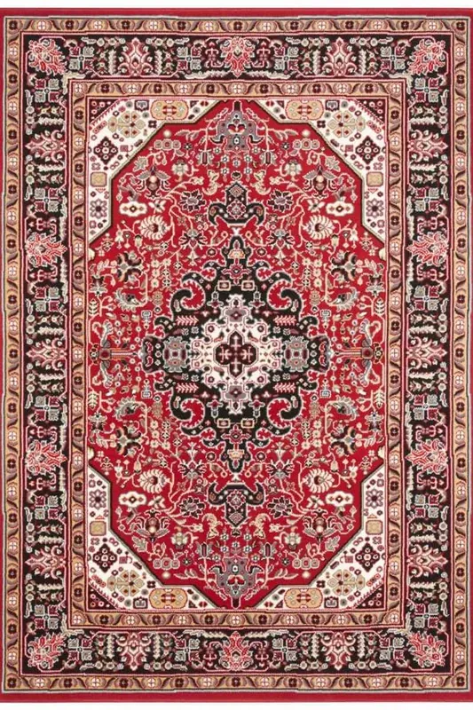 THE RUGS Unisex Design Oriental Skazar Isfahan Rug - Vintage Bordered Low Pile Carpet in Red Size: 80cm x 250cm Red 80cm x 250cm female