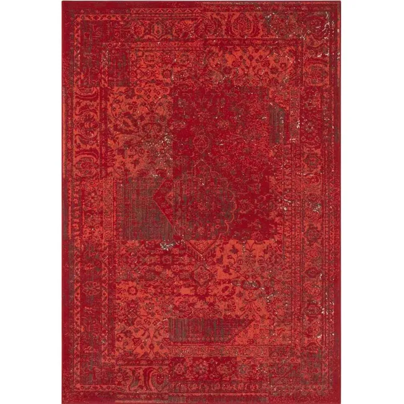 The Rugs Unisex Design Velour Plume Rug & Runner Soft Durable Vintage Area Rug in Red Size: 200cm x 290cm Red female