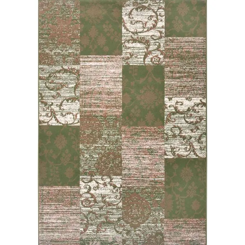 Hanse Home Designer velor rug Bloques in green and cream Rectangular 160 x 230cm