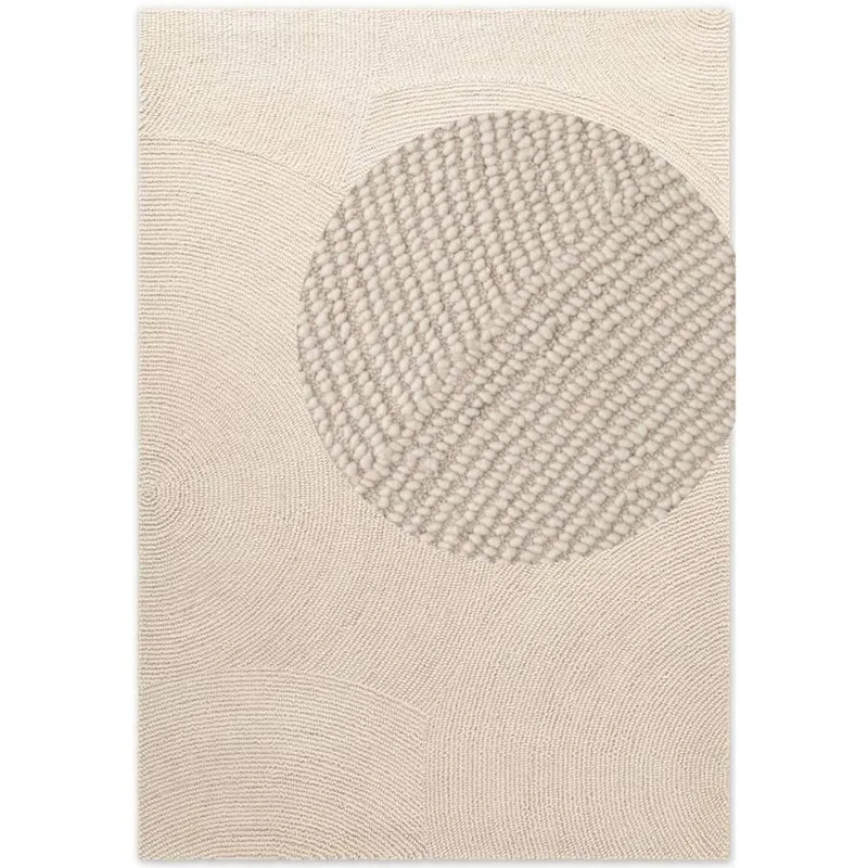 The Rugs Unisex Eleni Wool Rug Hand Tufted Wool Geometric Area Rug Scandinavian Style in Cream Size: 80cm x 300cm Cream female