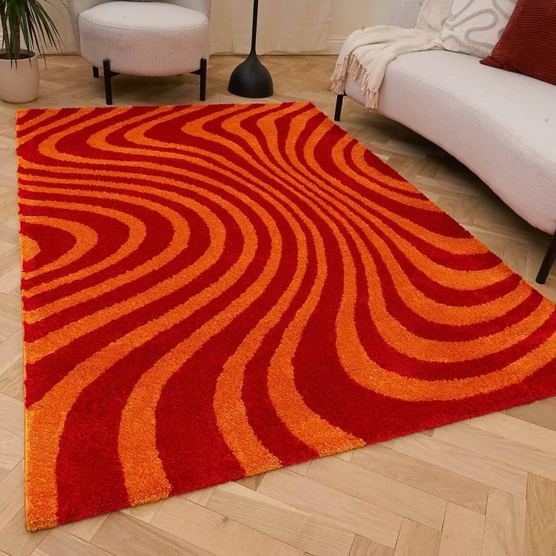 The Rugs Joli Striped Soft & Dense Pile Living Room & Bedroom Rug in Red Size: 200cm x 290cm - Red - Size: 200cm x 290cm