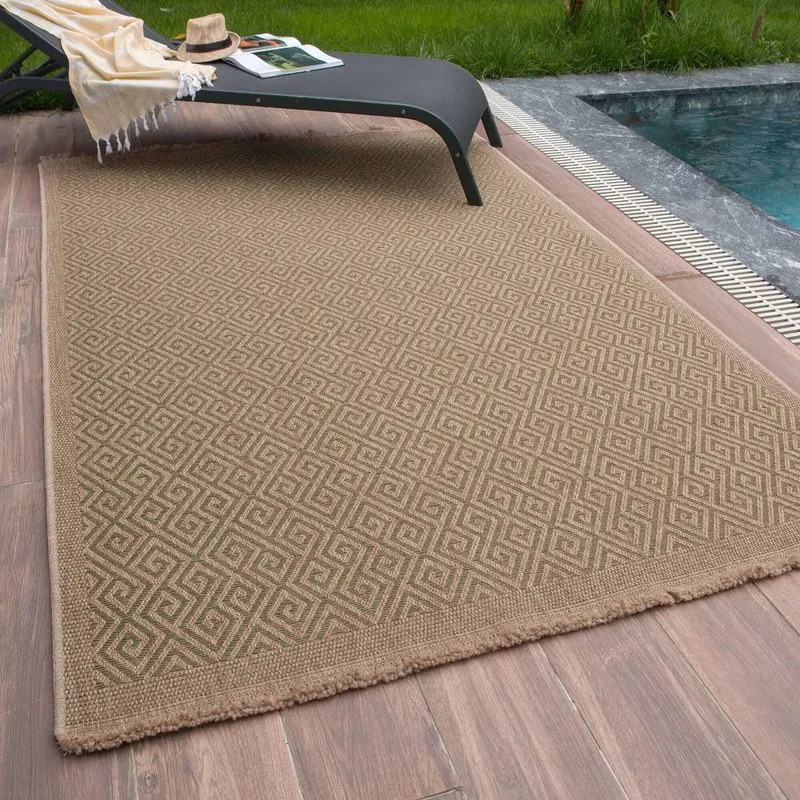 The Rugs Jute Looking Greek Key Design Outdoor Rugs Green Nature 5100GN Size: 200 cm x 290 cm Green