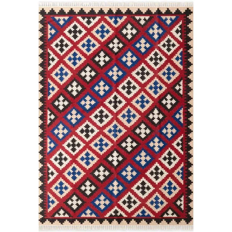 The Rugs Kamal Kelim Rug - Vintage Design Handwoven Wool Cotton Reversible 3 mm Size: 60 cm x 190 cm Multicolor