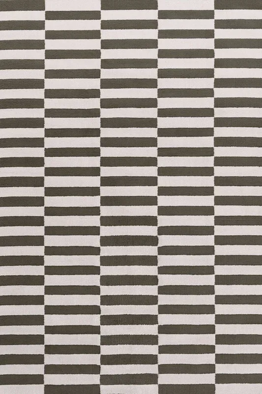 The Rugs Loft Striped Living Room Area Rug & Runners Soft Pile in Olive Size: 80cm x 150cm - Olive