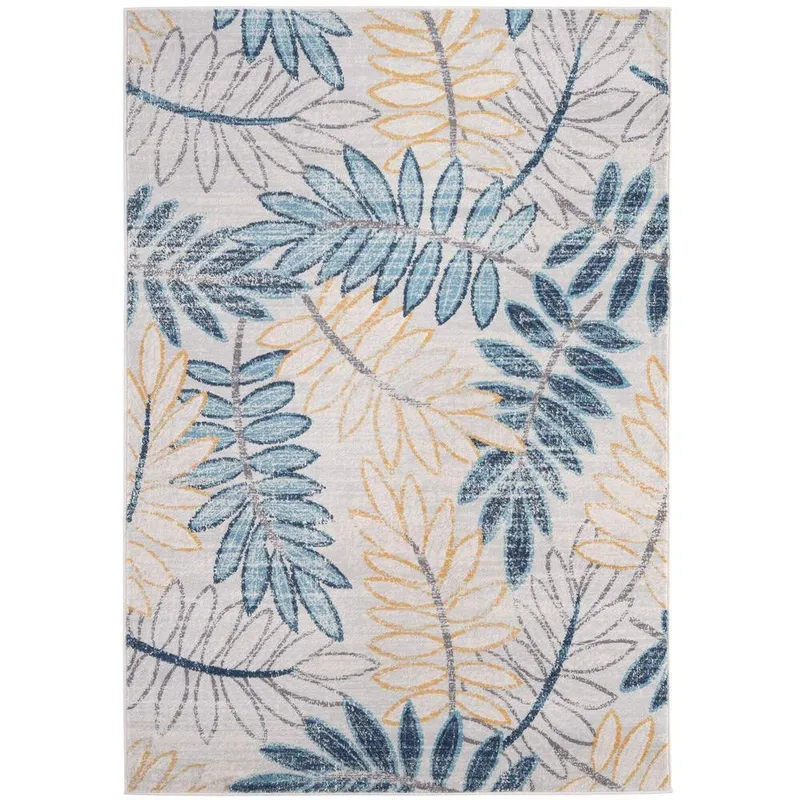 The Rugs Marrakech Multicolour Leaf Large Area Rug & Runner Living Room 450 Size: 200cm x 290cm - Multicolor - Size: 200cm x 290cm