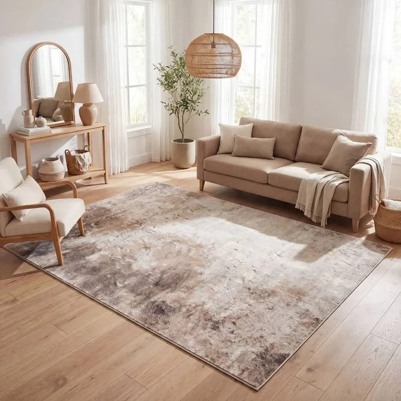 The Rugs Montana Abstract Brown & Beige Living Room Area Rug 3728 Size: 160 cm x 230 cm Brown
