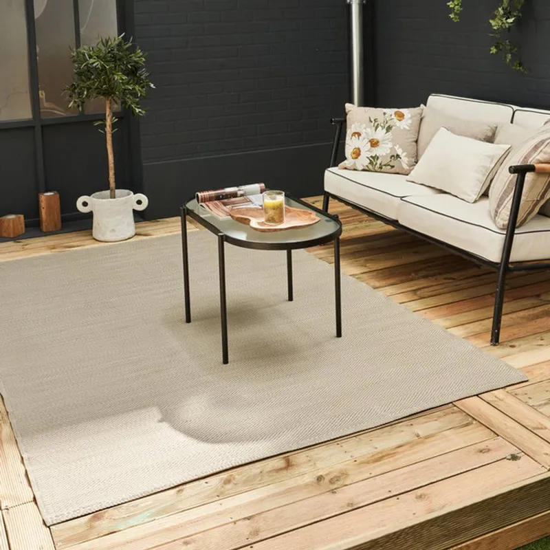 The Rugs Unisex Reversible Weatherproof Outdoor Beige Rug Solid Urban 1000 Size: 90cm x 150cm Beige female