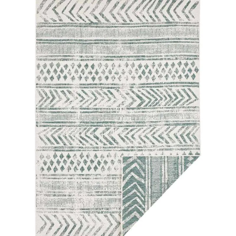 The Rugs Reversible Geometric Indoor Outdoor Flatweave Rug Polypropylene in Green Size: 160 cm x 230 cm Green 160 cm x 230 cm