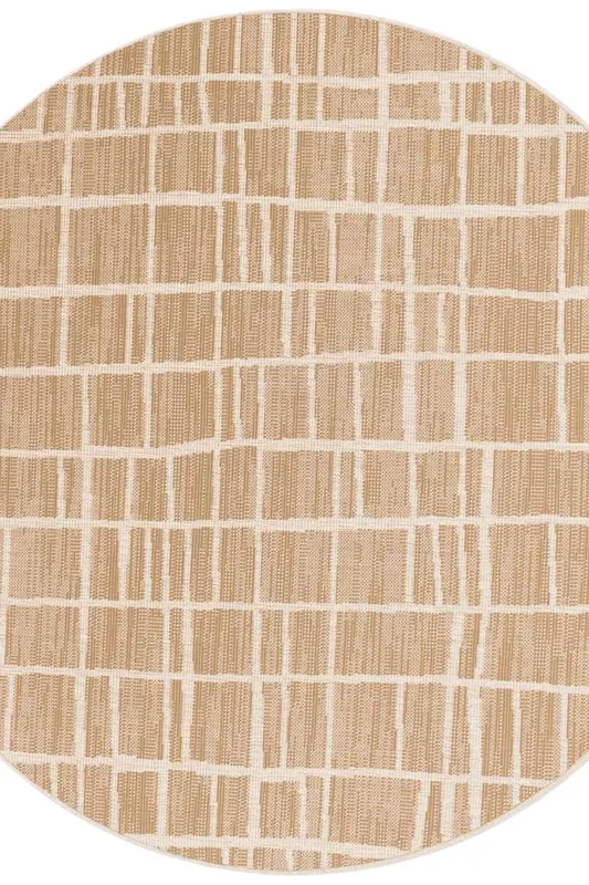 The Rugs Ted Baker Indoor Outdoor Crouch Round Abstract Rug in Beige Size: 160cm diameter - Beige