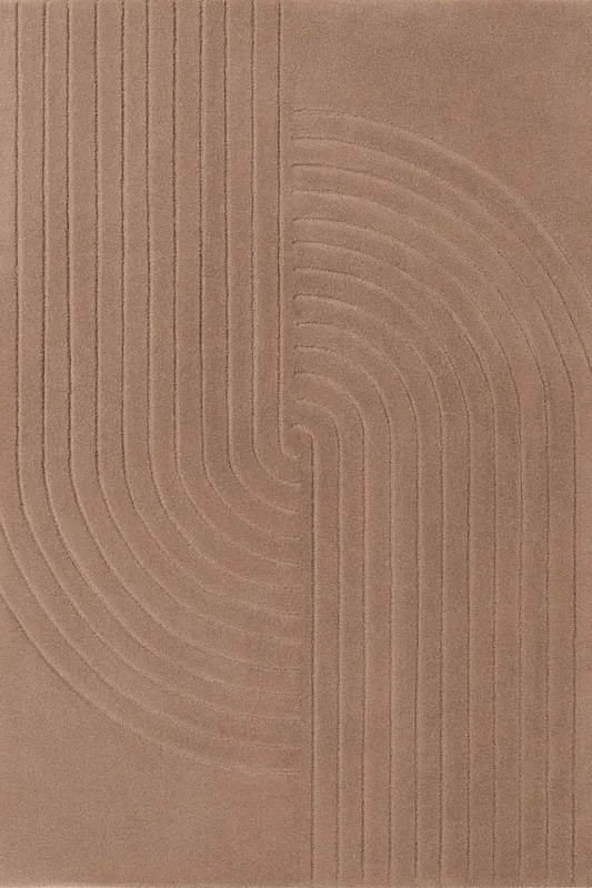 The Rugs Vikosa Arcura Wool Rug Abstract Living Room in Beige Size: 120 cm x 180 cm Beige 120 cm x 180 cm