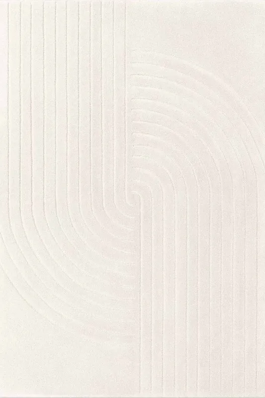 The Rugs Vikosa Arcura Wool Rug Abstract Living Room in Cream Size: 120cm x 180cm - Cream
