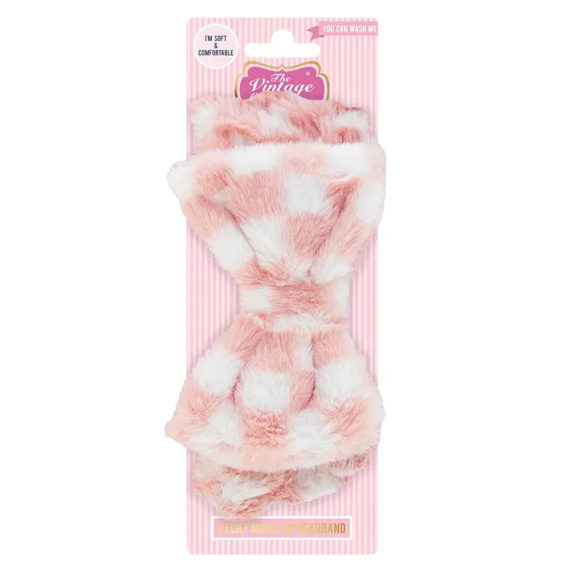 The Vintage Cosmetic Company Unisex Bow Spa Cecily Pink & White Spots Headband in Light Pink - Light Pink