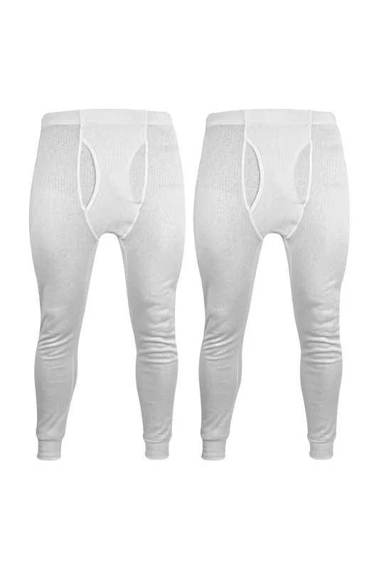 Thmo Men's 2 Pack Thermal Long Johns Winter Base Layer Thermal Underwear in White Size: XL White XL