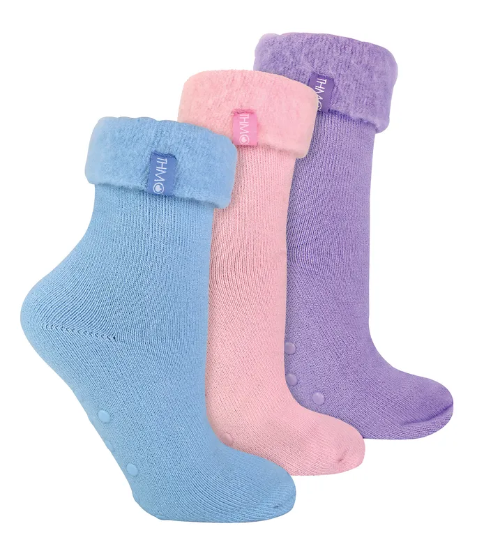 Thmo Womens 3 Pack Ladies Bed Socks With Grips