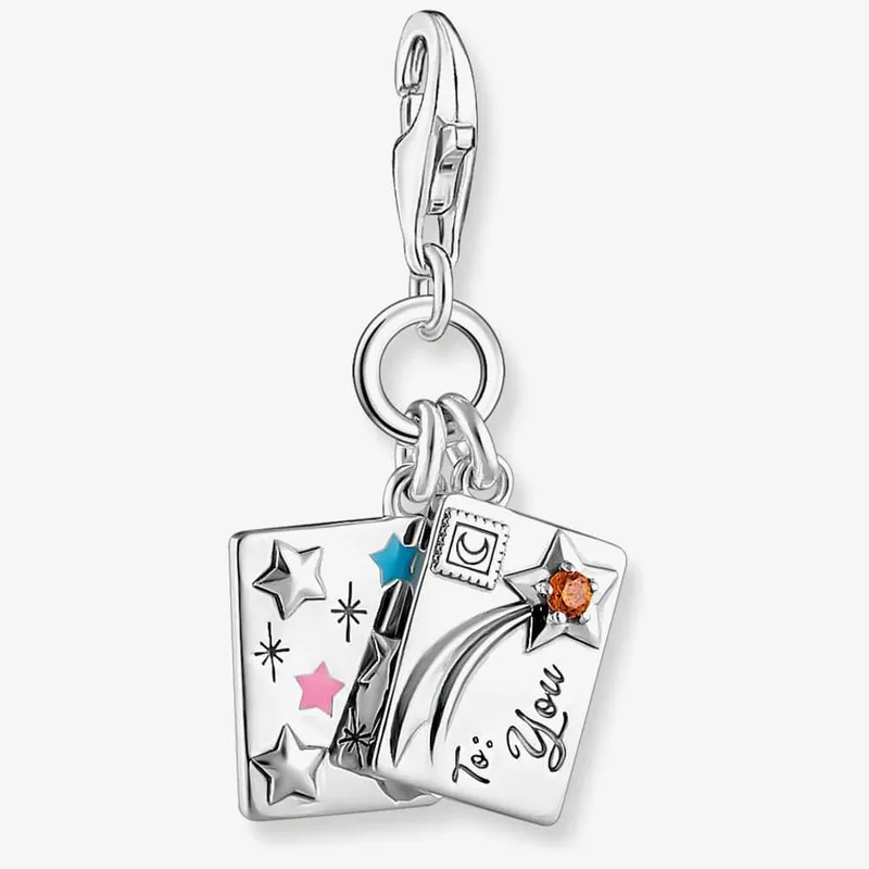 Thomas Sabo Women's Silver Multi Enamel Chistmas Postcard Letter Charm 2061-691-7 Silver female
