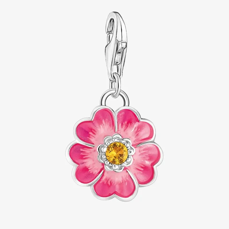 Thomas Sabo Women's Silver Pink Enamel Flower Charm 2208-496-7 - Silver - Size: One Size