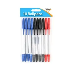 Tiger Ballpoint Pens Black Blue and Red (20 Pack)
