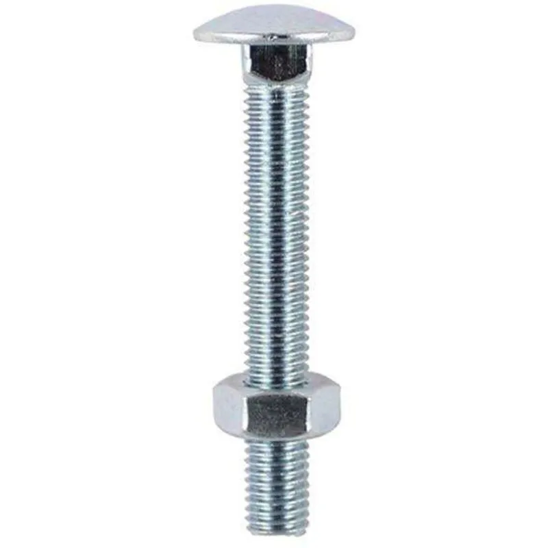 Timco - M6 x 100mm Carriage Bolt With Hex Nut - Zinc Qty 100