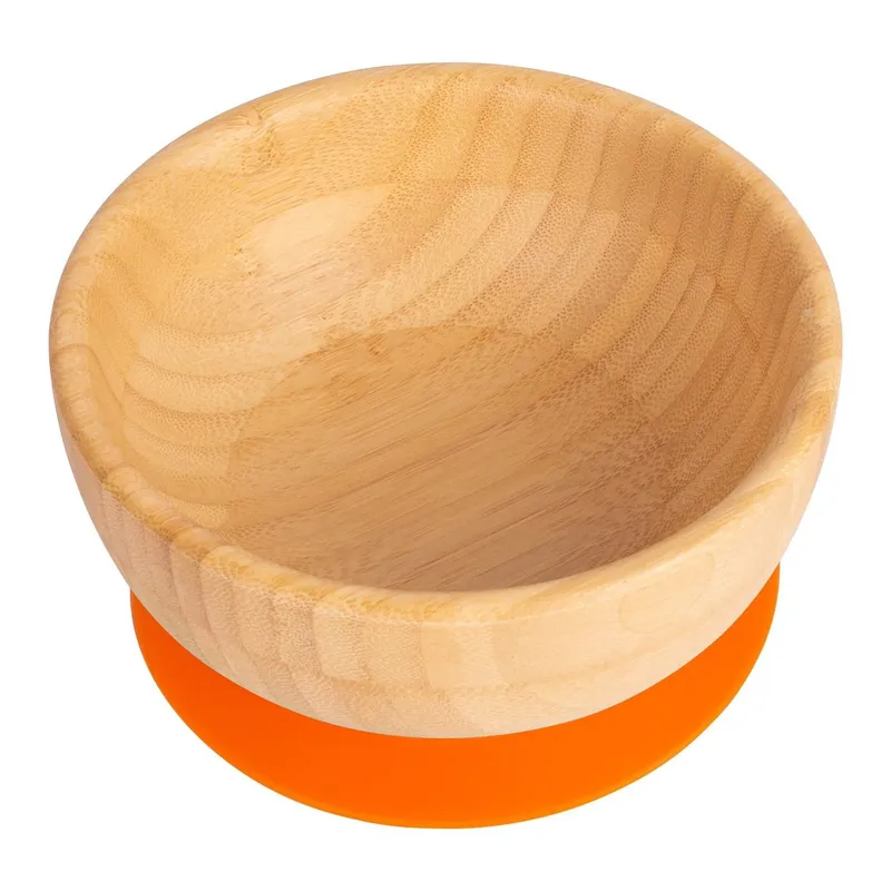 Tiny Dining Bamboo Suction Bowl - Orange