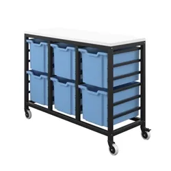 Titan Storage Unit w Tray Drawers 6 Deep Drawers (F25) White/Black